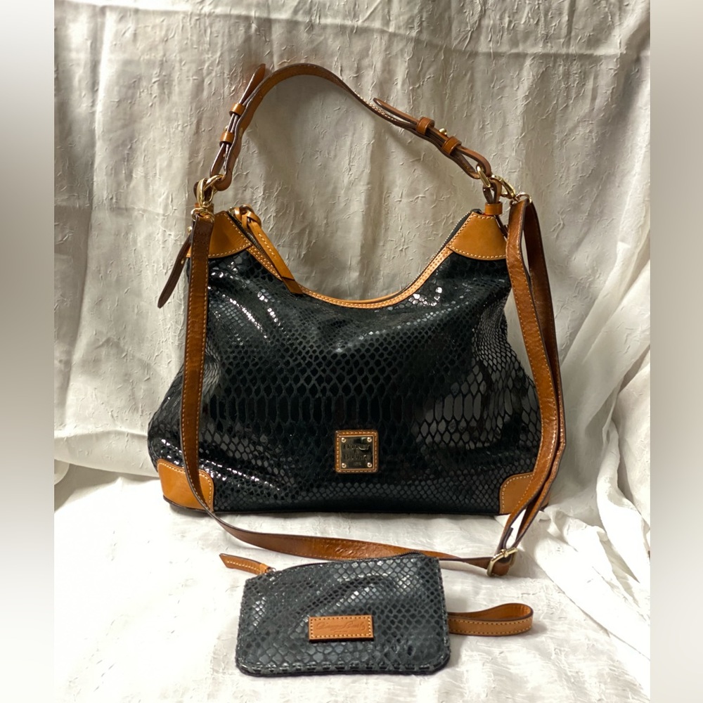 Dooney & Bourke Croc Gator Embossed Leather Snake Handbag Satchel Purse w/wallet